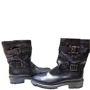Aquatalia Double Buckle Moto Boots Black SIze 9